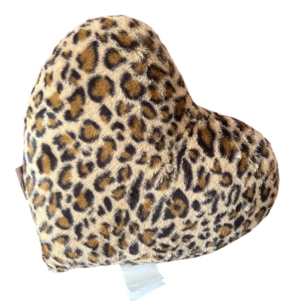 Juicy Couture Plush Faux Fur Heart Leopard/Cheetah Throw Pillow